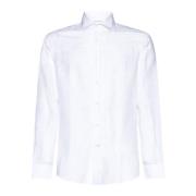Witte Katoen-Linnen Overhemd Brunello Cucinelli , White , Heren