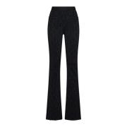 Zwarte Gebreide Monogram Broek Palm Angels , Black , Dames