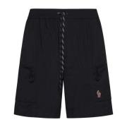 Zwarte Reflecterende Shorts met Zakken Moncler , Black , Heren