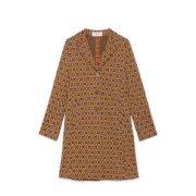 Jacquard Dustcoat met Speciale Knopen Maliparmi , Brown , Dames