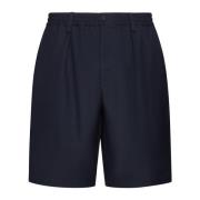 Navy Blauw Wol Plooi Shorts Marni , Black , Heren