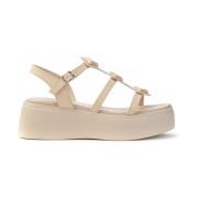 Plateau Sandaal Donna Leren Eva Zool Wonders , Beige , Dames