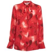 Pre-owned Silk tops Valentino Vintage , Red , Dames