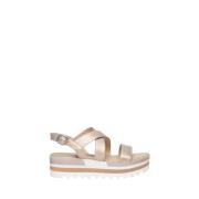 Gouden Lage Hak Sandalen Nerogiardini , Beige , Dames