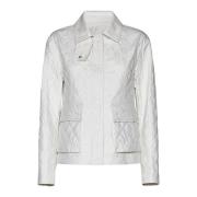 Gewatteerde Witte Jas Logo Patch Moncler , White , Dames