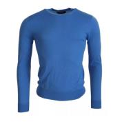 Blauwe Wol Crewneck Pullover Sweater Dsquared2 , Blue , Heren