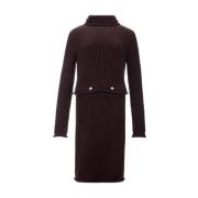 Chunky Cotton Ribbed Dress Bottega Veneta , Brown , Dames