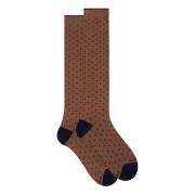 Beige Polka Dot Katoenen Sokken Gallo , Brown , Dames