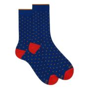 Blauwe Polka Dot Katoenen Korte Sokken Gallo , Multicolor , Heren