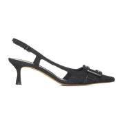 Zwarte Denim Kristal Gesp Slingback Hakken Roberto Cavalli , Black , D...