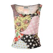 Patchwork Mouwloze Top Moschino , Multicolor , Dames