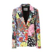 Patchwork Print Katoen Stretch Jas Moschino , Multicolor , Dames