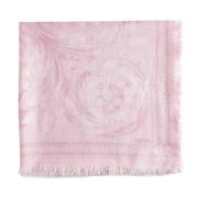 Zijden Sjaal met Barocco Print Versace , Pink , Dames