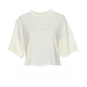 Cropped T-shirt met geribbelde halslijn Closed , Beige , Dames