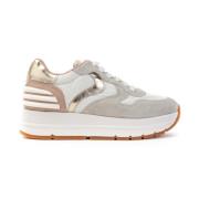 Power Dames Sneakers met Beige Suède en Gouden Details Voile Blanche ,...