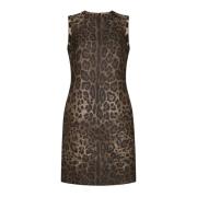 Leopard Jacquard Shift Jurk Dolce & Gabbana , Multicolor , Dames