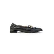 Loafer met franje en gesp Mjus , Black , Dames