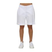 Stretch Linnen Bermuda Shorts Via Masini 80 , White , Dames