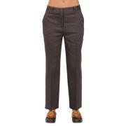 Linnen en Viscose Stretch Broek Via Masini 80 , Brown , Dames