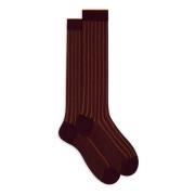 Burgundy Wide Rib Cotton Socks Gallo , Multicolor , Dames