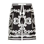 Logo Grafische Zijden Shorts Dolce & Gabbana , Black , Heren