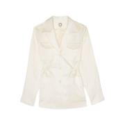 Neva ivory cotton satin jacket Ines De La Fressange Paris , Beige , Da...