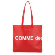 Rode Leren Huge Logo Shopper Comme des Garçons , Red , Dames