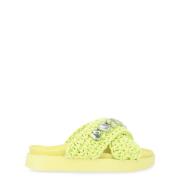 Geweven Stenen Lime Sandalen Inuikii , Green , Dames