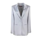 Getailleerde enkellange satijnen blazer Max Mara Studio , Gray , Dames