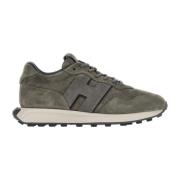 Fluweel Leren Sneakers - Stijlvol en Comfortabel Hogan , Gray , Heren