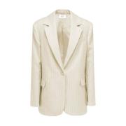 Pinstripe Linen Oversize Jacket MVP wardrobe , Beige , Dames