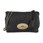 Glanzende Geitenleren Crossbody Tas Mulberry , Black , Dames