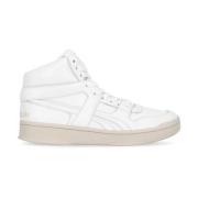 Witte Leren Sneakers Ronde Neus Logo Reebok , White , Heren