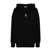 Zwarte Katoenen Hoodie met Wit Logo Stella McCartney , Black , Dames