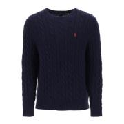 Katoenen Kabelgebreide Crew-Neck Sweater Polo Ralph Lauren , Blue , He...