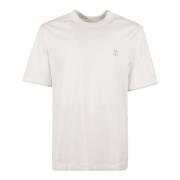 Wit Katoen Logo T-Shirt Brunello Cucinelli , White , Heren