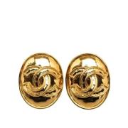 Pre-owned Metal earrings Chanel Vintage , Yellow , Dames