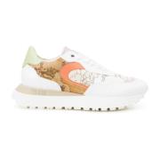 Geo Classic Print Witte Sneakers Alviero Martini 1a Classe , Multicolo...