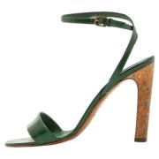 Pre-owned Leather sandals Yves Saint Laurent Vintage , Green , Dames