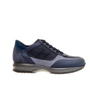 Blauwe Suède en Leren Interactieve Schoenen Hogan , Blue , Heren