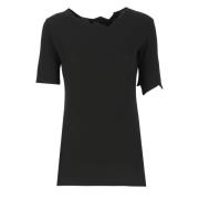 Zwart Asymmetrisch Ronde Hals T-shirt Yohji Yamamoto , Black , Dames