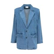 Vintage Wash Denim Oversized Jacket MVP wardrobe , Blue , Dames