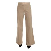 Beige Flared Katoenen Broek Just Cavalli , Beige , Dames