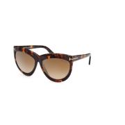 Bruine spiegelzonnebril Blonde Havana stijl Tom Ford , Brown , Unisex