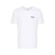 Wit Logo Katoenen T-shirt Moschino , White , Heren