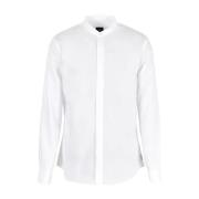 Casual Stretch Poplin Overhemd Armani Exchange , White , Heren