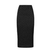 Zwarte Polka Dot Zijden Midi Rok Dolce & Gabbana , Black , Dames