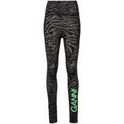 Zebra Print Leggings High-Waisted Style Ganni , Multicolor , Dames