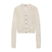 Ivory Openwork Cardigan Sweater Ganni , Beige , Dames