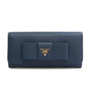 Pre-owned Leather wallets Prada Vintage , Blue , Dames